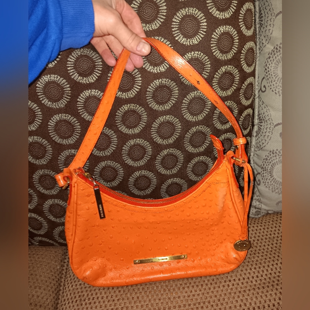 Brahmin orange leather shoulder bag